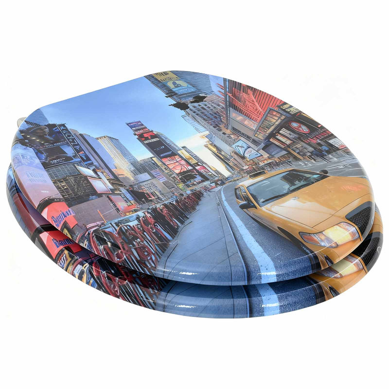 Load image into Gallery viewer, Vidaxl zachte sluit toiletbril 2 pcs multikleur 44 x 38 cm mdf-plaat
