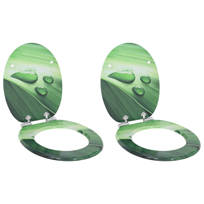 Load image into Gallery viewer, Vidaxl zachte sluit toiletbril 2 pcs groene druppel 44 x 38 cm
