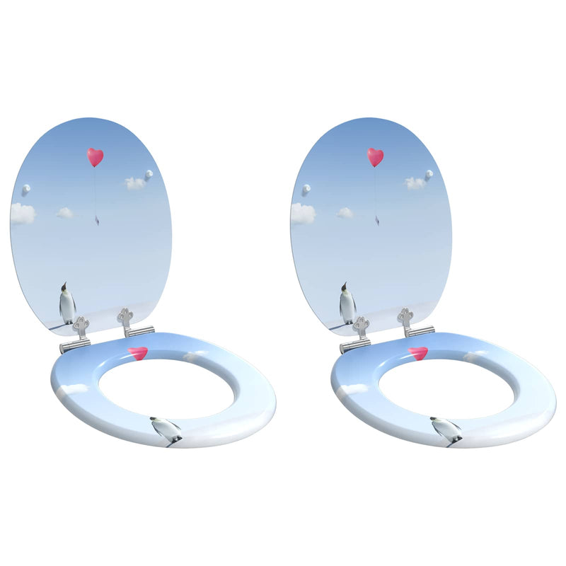 Load image into Gallery viewer, Vidaxl zachte sluit toiletbril 2 pcs blauw 44 x 38 cm mdf-plaat
