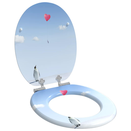 Vidaxl zachte sluit toiletbril 2 pcs blauw 44 x 38 cm mdf-plaat