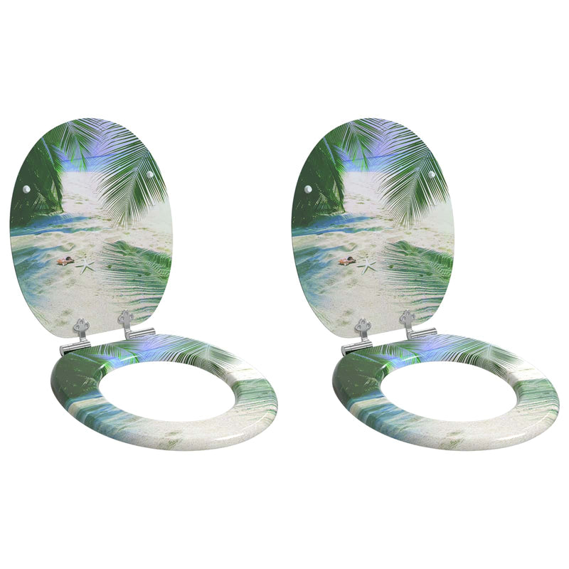 Load image into Gallery viewer, Vidaxl zachte sluit toiletbril 2 pcs groen 44 x 38 cm mdf-plaat
