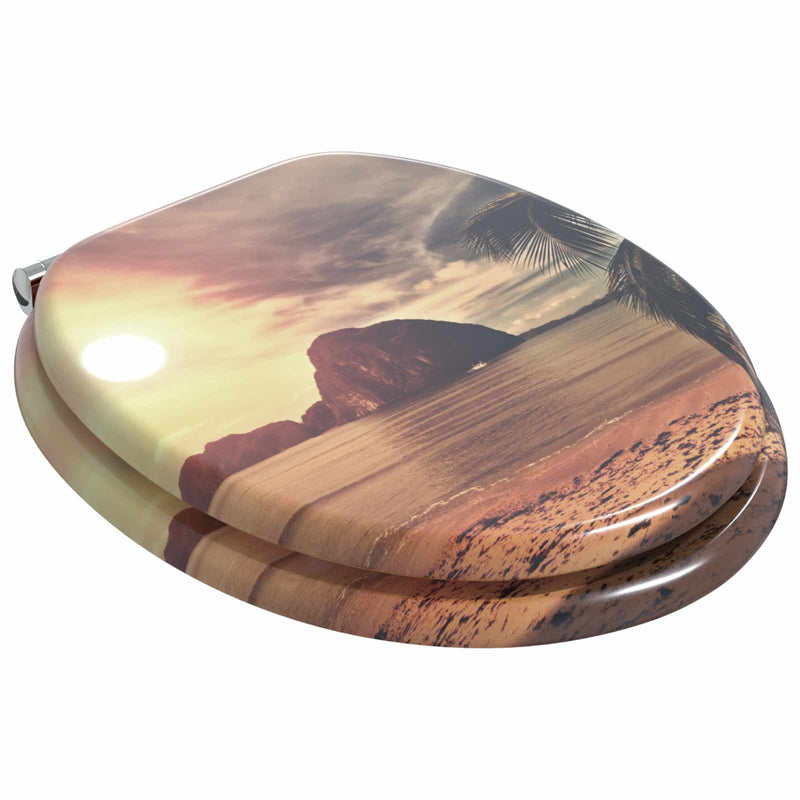 Load image into Gallery viewer, Vidaxl zachte sluit toiletbril 2 pcs oranje 44 x 38 cm mdf-plaat
