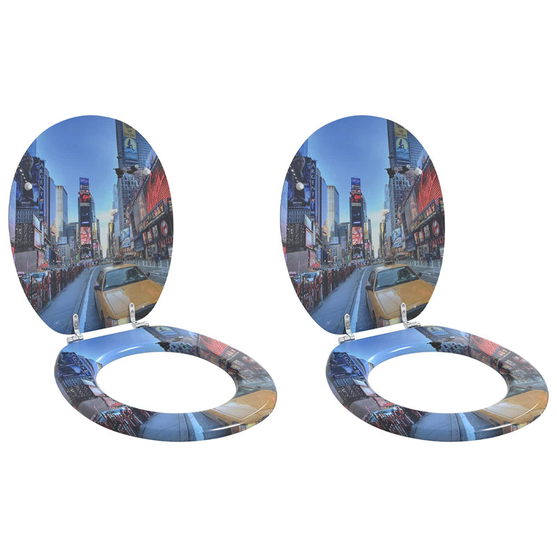 Load image into Gallery viewer, Vidaxl zachte sluit toiletbril 2 pcs grijs 44 x 38 cm mdf-plaat

