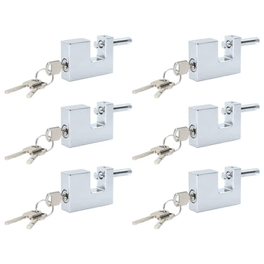 Vidaxl hangslot 6 pcs zilver 6 x 2 x 4,5 cm ijzer