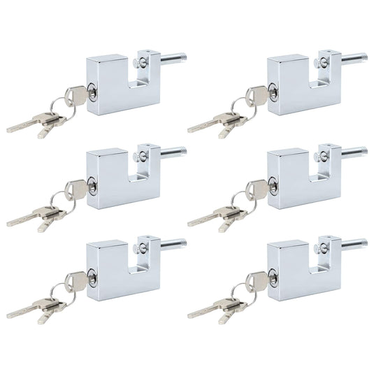 Vidaxl hangslot 6 pcs zilver 7 x 1,9 x 5 cm ijzer