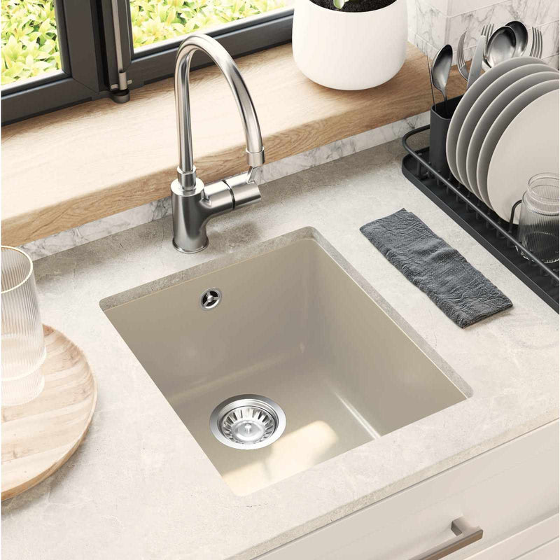 Load image into Gallery viewer, Vidaxl wasbak 80% kwarts en 20% hars 370 x 460 mm beige
