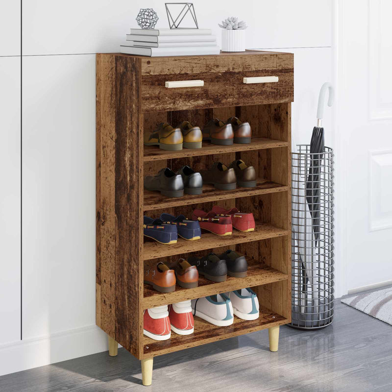 Load image into Gallery viewer, Vidaxl schoenenkast met lade oudhout 60 x 35 x 105 cm bewerkt hout
