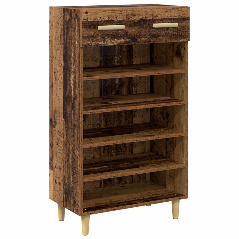 Load image into Gallery viewer, Vidaxl schoenenkast met lade oudhout 60 x 35 x 105 cm bewerkt hout
