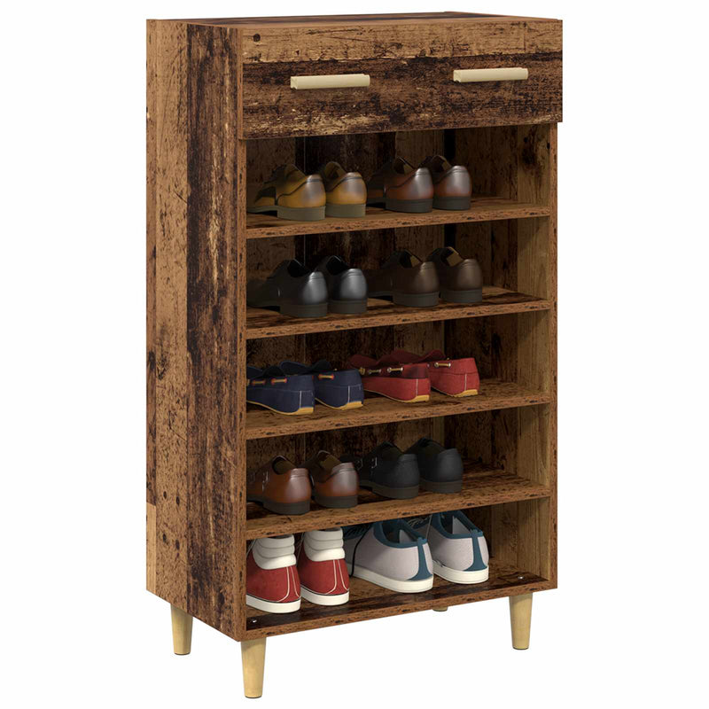 Load image into Gallery viewer, Vidaxl schoenenkast met lade oudhout 60 x 35 x 105 cm bewerkt hout
