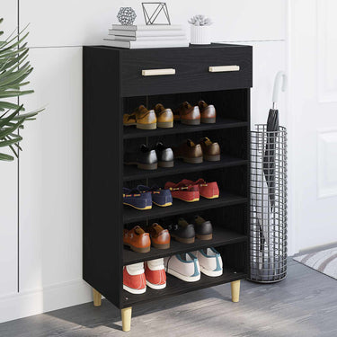 Vidaxl schoenenkast met lade zwart eiken 60 x 35 x 105 cm bewerkt hout