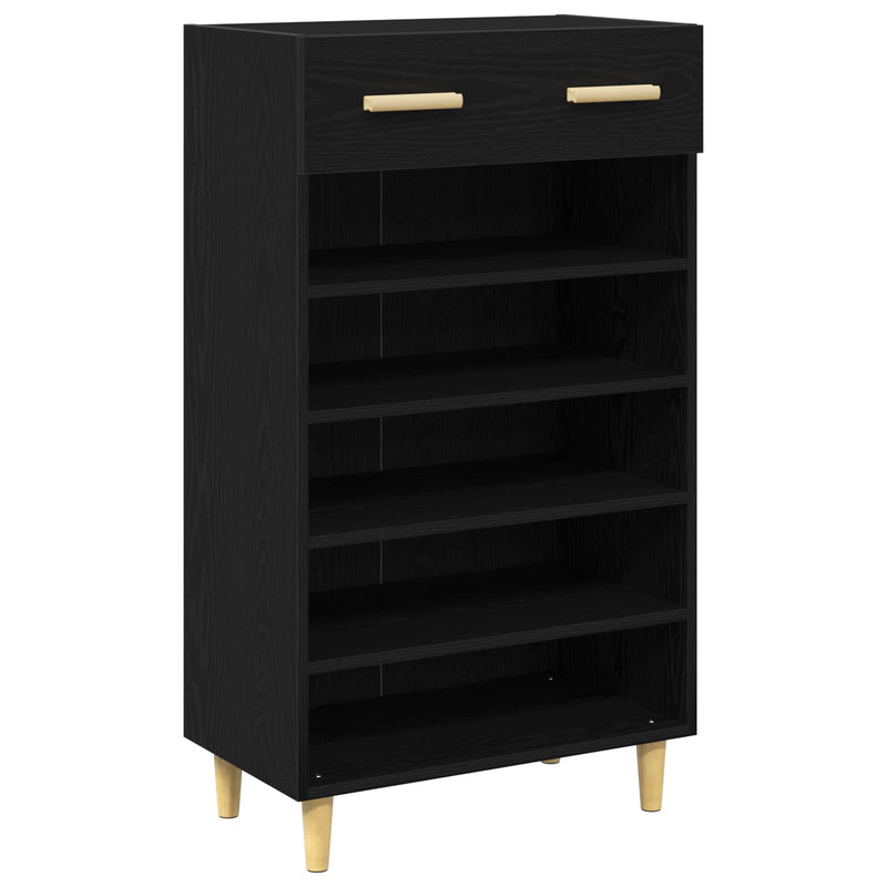 Load image into Gallery viewer, Vidaxl schoenenkast met lade zwart eiken 60 x 35 x 105 cm bewerkt hout
