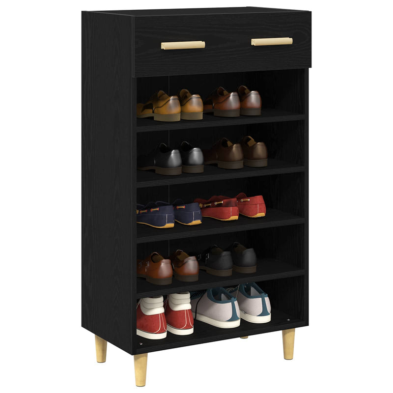 Load image into Gallery viewer, Vidaxl schoenenkast met lade zwart eiken 60 x 35 x 105 cm bewerkt hout
