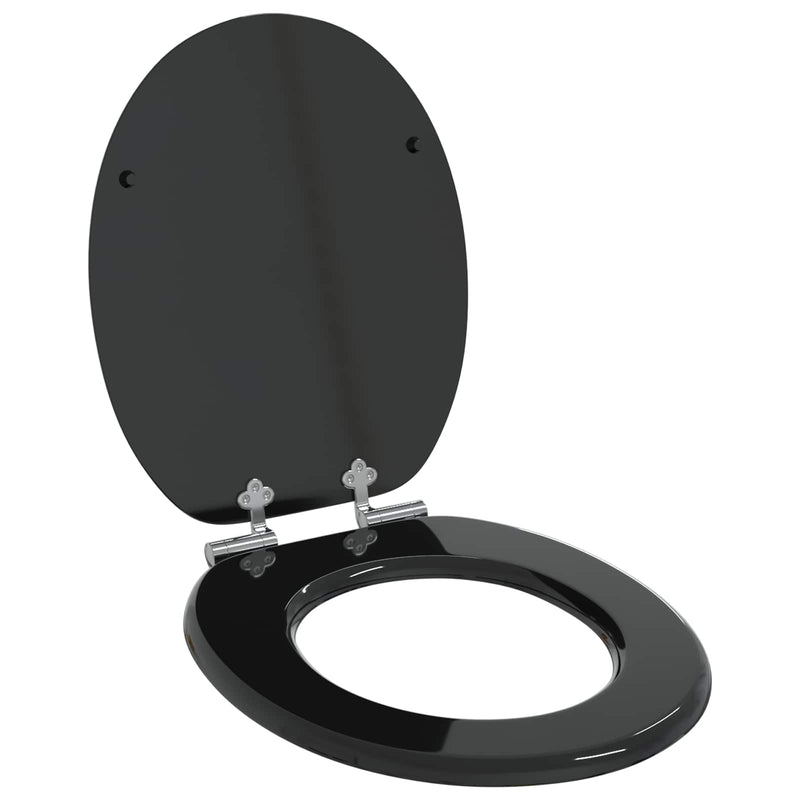 Load image into Gallery viewer, Vidaxl zachte sluit toiletbril zwart 44 x 38 cm mdf-plaat
