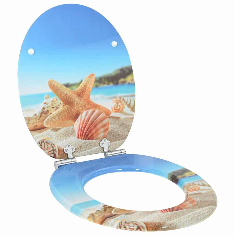 Load image into Gallery viewer, Vidaxl zachte sluit toiletbril zee schelp 44 x 38 cm mdf-plaat

