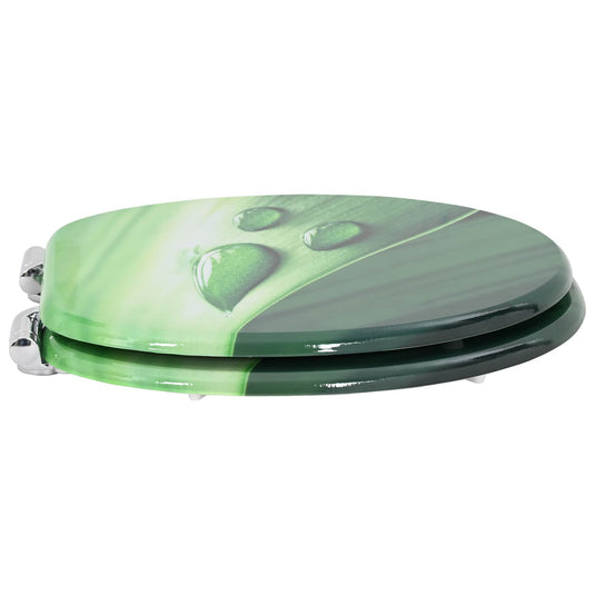 Vidaxl zachte sluit toiletbril groene druppel 44 x 38 cm mdf-plaat
