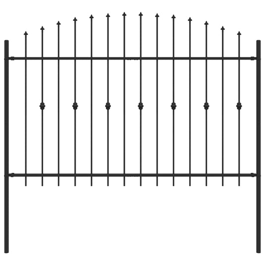 Vidaxl spike fence zwart 200 x 130 cm gepoedercoat staal
