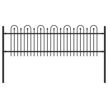 Vidaxl spike boog hek zwart 200 x 130 cm gepoedercoat staal