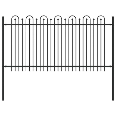 Vidaxl spike boog hek zwart 200 x 150 cm gepoedercoat staal