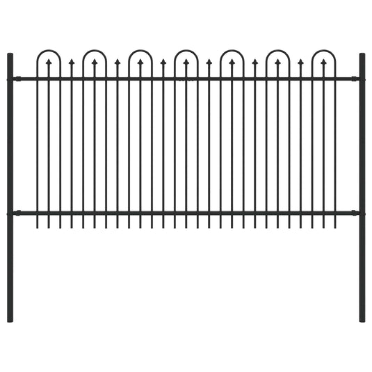 Vidaxl spike boog hek zwart 200 x 150 cm gepoedercoat staal