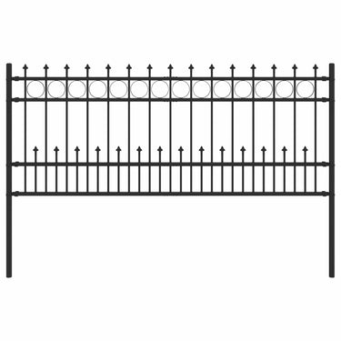 Vidaxl spike ring hek zwart 200 x 130 cm gepoedercoat staal