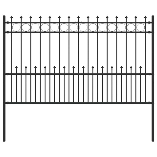 Vidaxl spike ring hek zwart 200 x 130 cm gepoedercoat staal