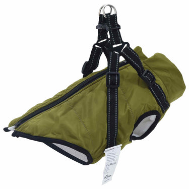 Vidaxl hondenjas met harnas legergroen xl fleece en polyester