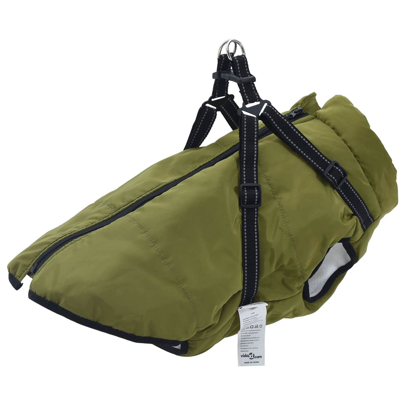 Load image into Gallery viewer, Vidaxl hondenjas met harnas legergroen 6xl fleece en polyester
