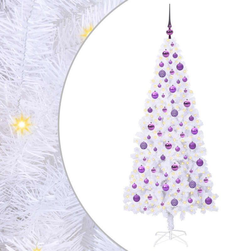 Load image into Gallery viewer, Vidaxl kunstkerstboom met 300 led wit 180 cm pvc en staal

