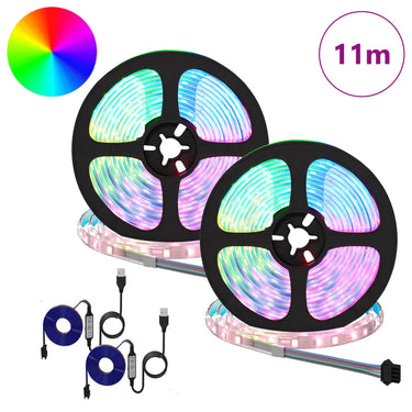 Vidaxl led-strip 2 pcs zwart en transparant 5500 mm koper en kunststof