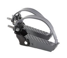 Load image into Gallery viewer, voetsteunen opklapbaar met riemen zwart grijs
