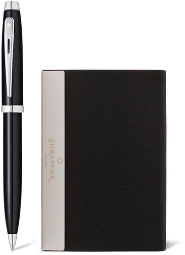 Sheaffer balpen giftset - 100 g9338 - glossy black lacquer chrome plated - met visitekaarthouder - sf-g2933851-3