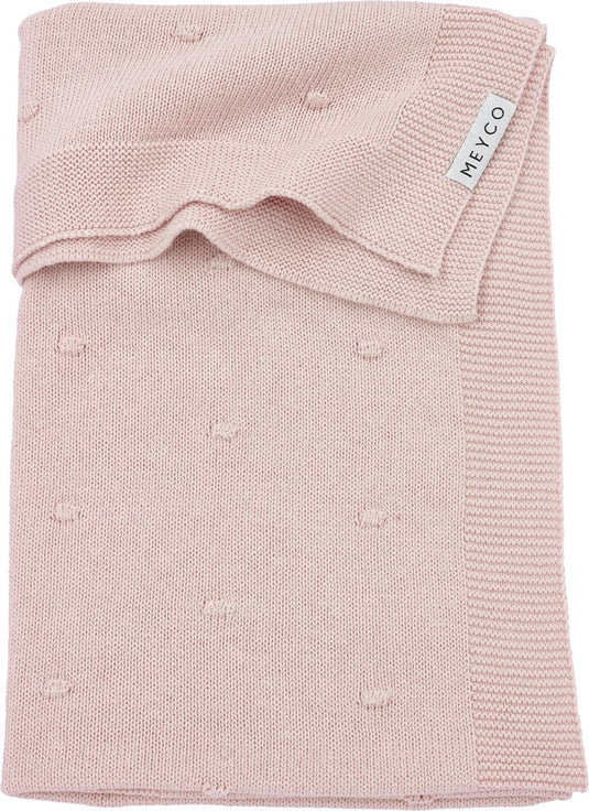 Meyco baby mini knots ledikant deken - soft pink - 100x150cm - 1.0 tog