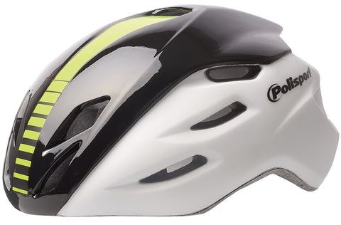 polissport helmet aero road matt white/gloss black/yellow m 55-58cm