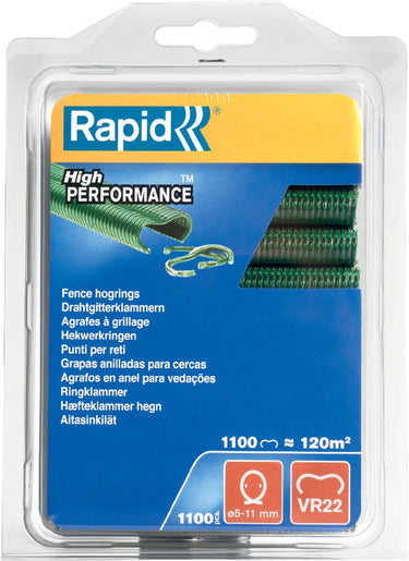 Rapid vr22 hekwerk hogringen - groen gelamineerd - 1100 nietjes