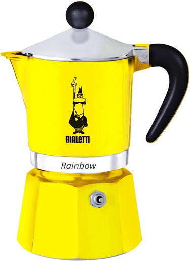 Bialetti rainbow geel percolator 200 ml – 3 kops – espresso maker voor authentieke italiaanse koffie