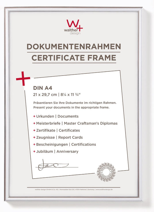 Walther new lifestyle - kunststof lijst - fotoformaat 21x29,7 cm (din a4) - zilver