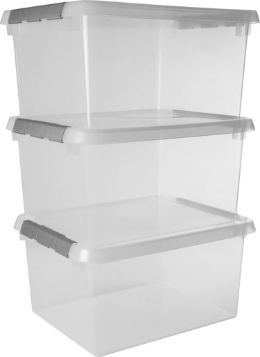 Sunware comfort line opbergbox 36l - set van 3 - 50x40x26 cm - transparant