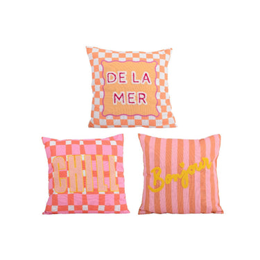 Decoris kussen met tekst polyester katoen 3x45x45cm 3 assorti