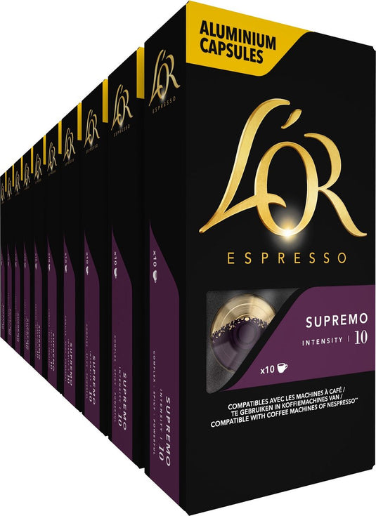 L'or espresso supremo koffiecups - intensiteit 10 12 - 10 x 10 capsules