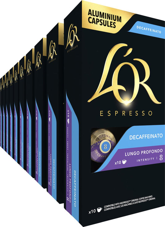 L'or espresso decaffeinato lungo profondo koffiecups - intensiteit 08 12 - 10 x 10 capsules