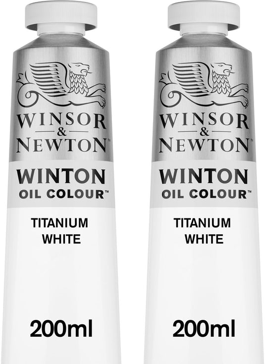 Winsor newton winton 1490699 olieverf set – titanium white – 2x 200 ml – hoogdekkende kunstenaarsverf – voor schilderkunst atelier