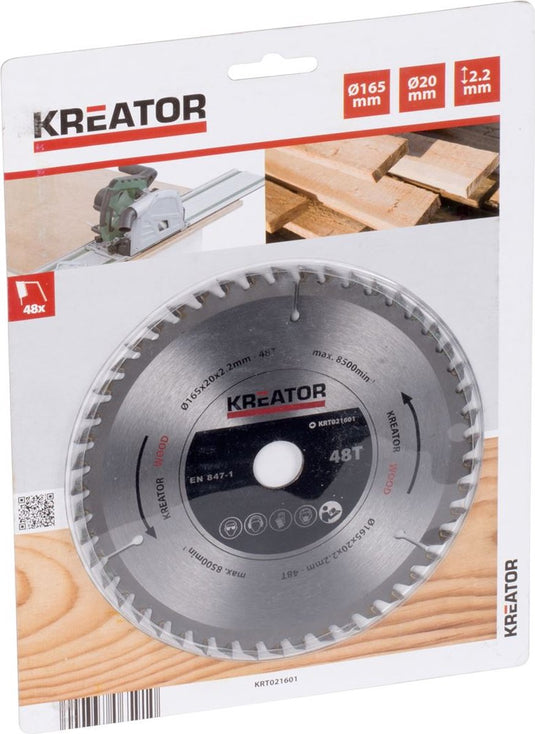 Kreator krt021601 invalzaagblad hout 165mm 48t