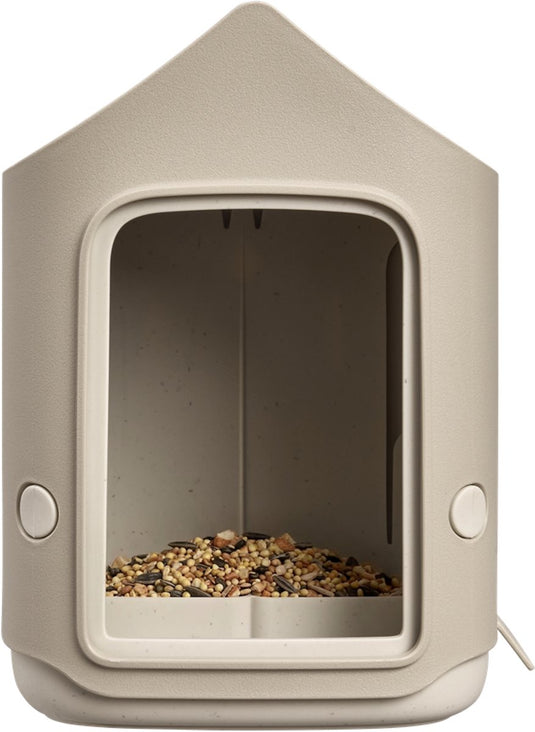Elho cosy bird feeder 18cm - vogelvoederhuisje en vogelbadje - 100% gerecycled plastic - l17.6 x b18 x h23 cm - paddenstoel beige