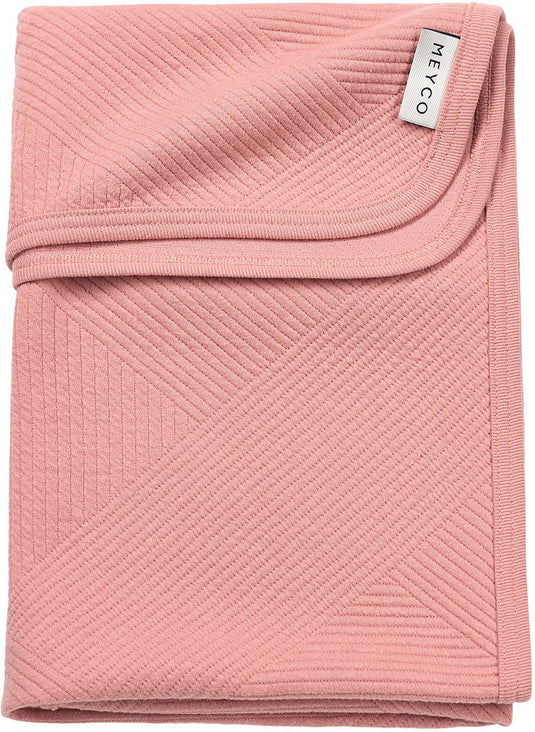 Meyco baby jacquard wiegdeken - rose - 75x100cm - 0.5 tog