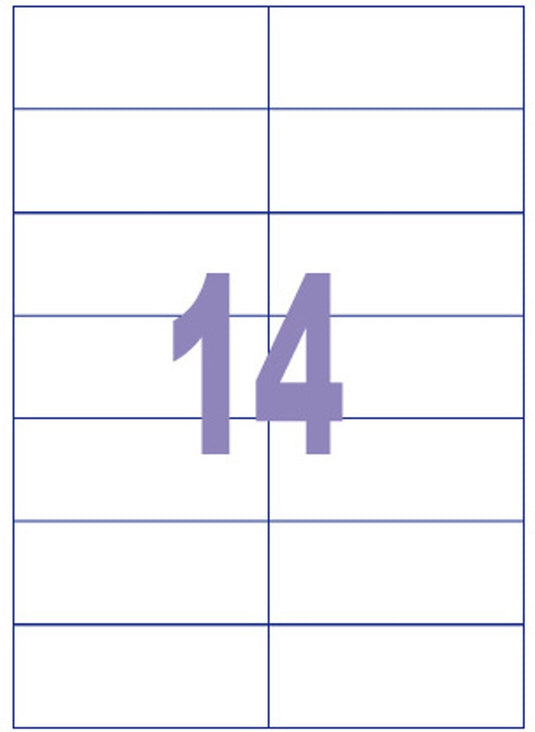 Kangaro etiket - inkjet laser kopieer - 105x42,4mm - 100 vel - 14 stickers per vel - k-10542