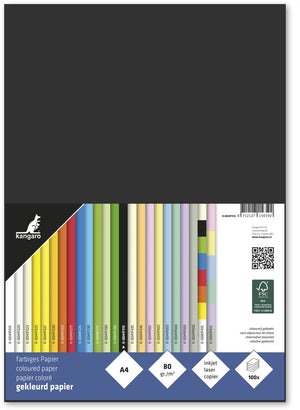 Merkloos sans marque kangaro papier - formaat a4 - 80 grams - zwart - pak 100 vel