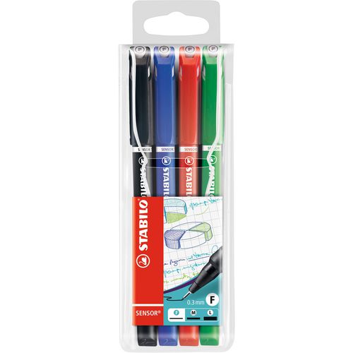 Stabilo sensor fineliner etui 4 kleuren