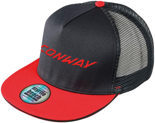 Conway flat cap logo cap logo black red mesh