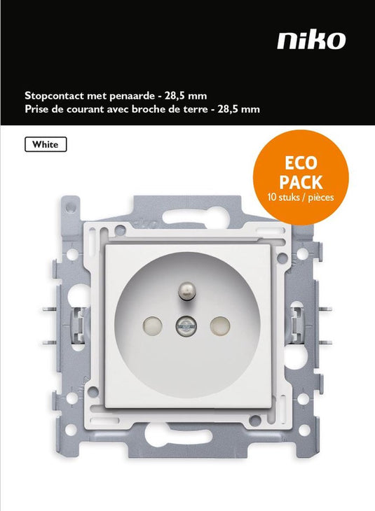 Niko original white inbouw stopcontact - penaarde - enkelvoudig - 10 stuks