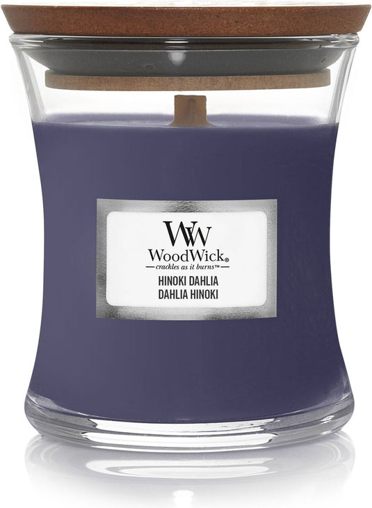 Woodwick geurkaars mini candle - hinoki dahlia - 20 branduren - 85gr - 8 cm ø 7 cm